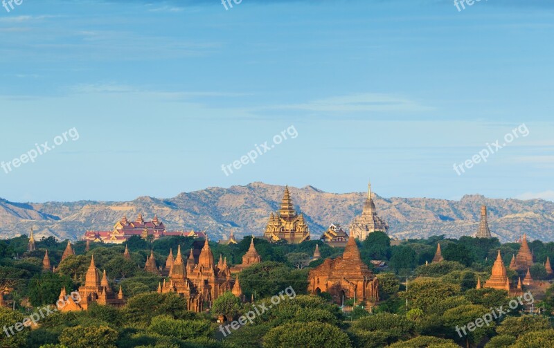 Bagan Myanmar Archaeological Area Panorama Temple Minyeingon