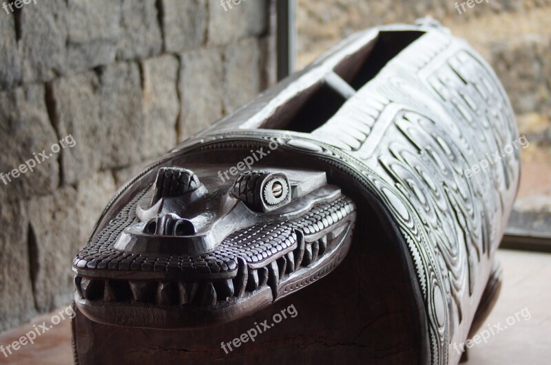 Heyerdahl Crocodile Old Wood Carved