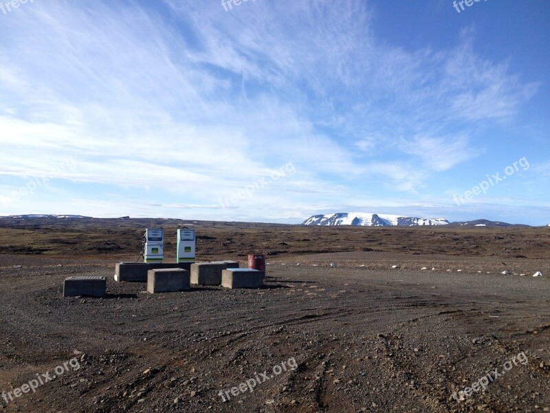 Iceland Petrol Stations Loneliness Seclusion Wide