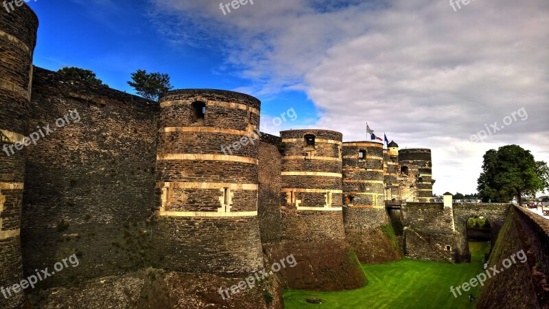 Castle Medieval France Stone Wall Ramparts