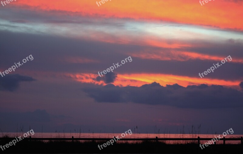 Sunset Tropical Sea Oats Beach Water