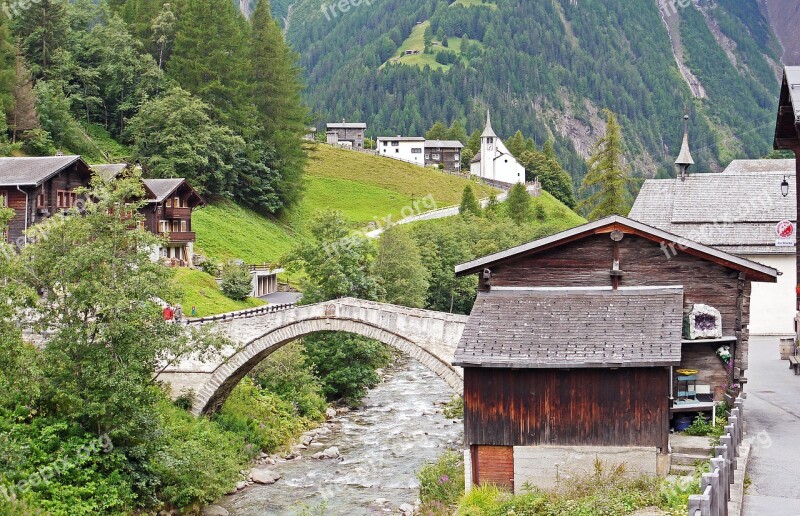 Binntal Valais Switzerland Idyll Stone Bridge