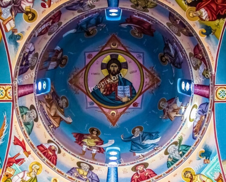 Pantocrator Jesus Christ Iconography Ceiling Dome