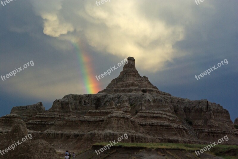 Landscape Rainbow Mountains Sky Clouds