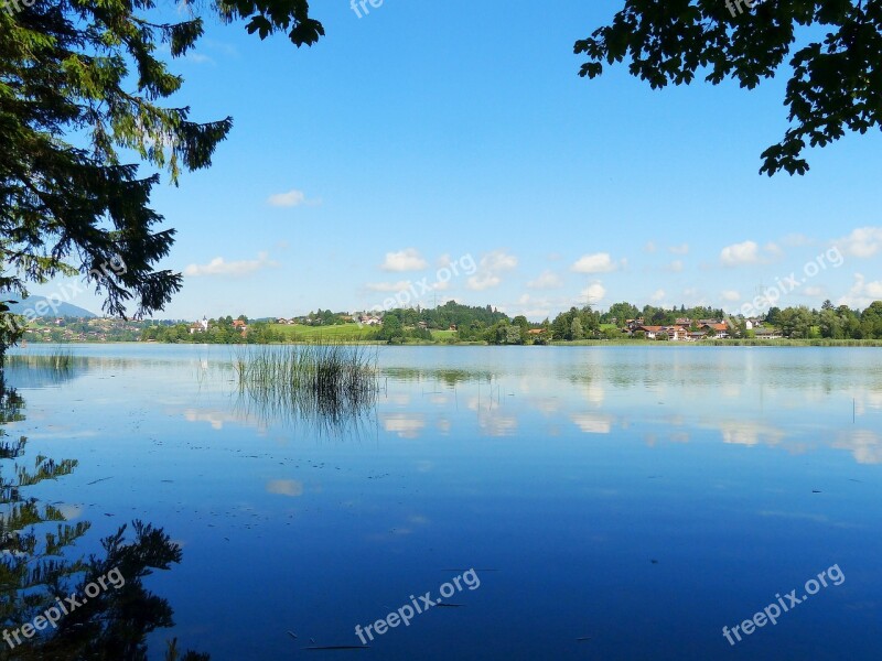 Lake Weissensee Lake Waters Mirroring North Shore