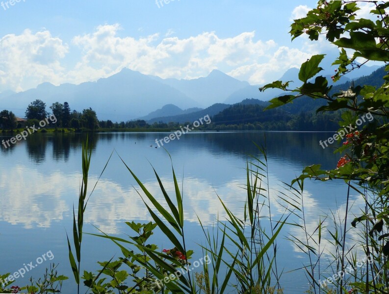 Lake Weissensee Lake Waters Mirroring Allgäu