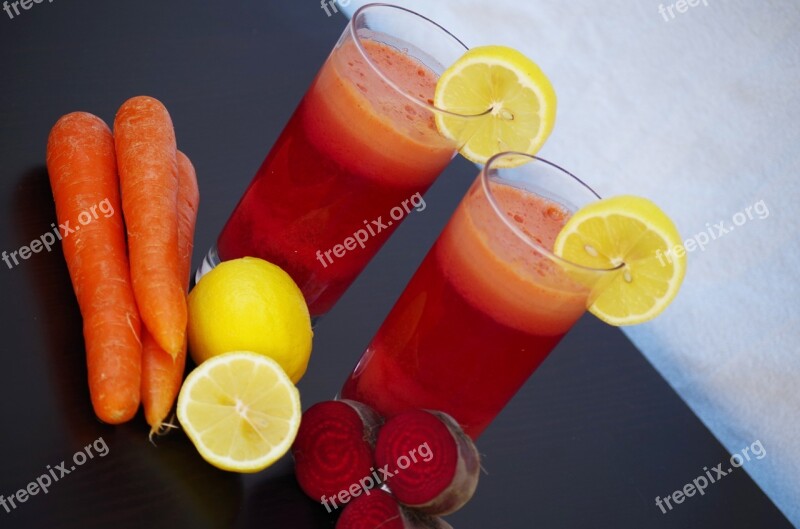 Smoothie Fruit Vegetables Salad Beetroot Carrots Lemon