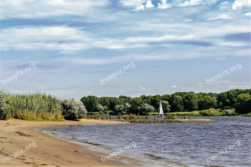 Elbe Elbufer Sailing Boat Elbe Dyke Hamburg