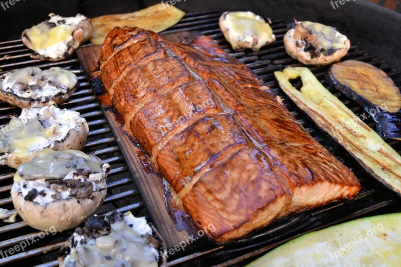 Barbecue Salmon Stained Planked Delicious