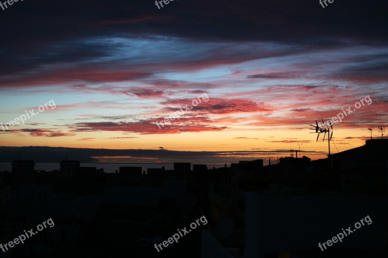 Tenerife Sunset Clouds Afterglow Mood