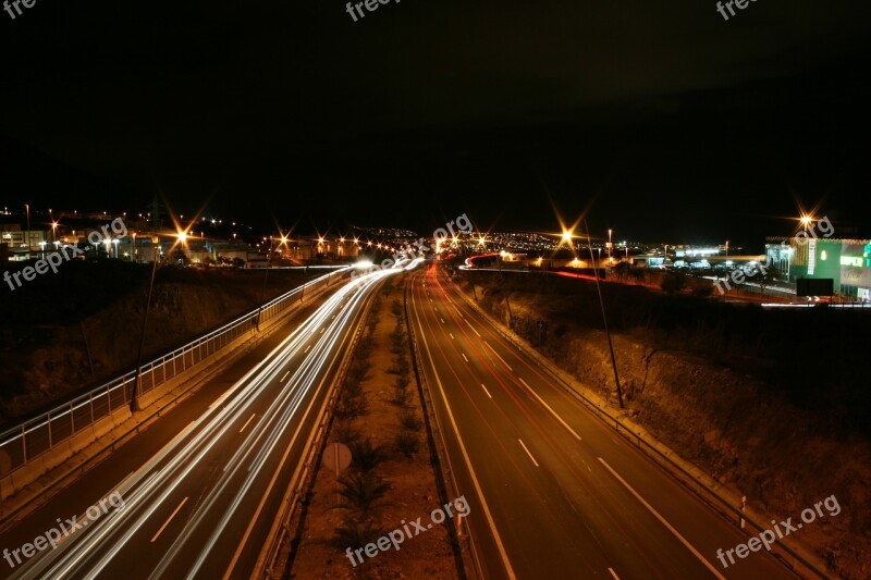 Adeje Tenerife Night Long Exposure Highway