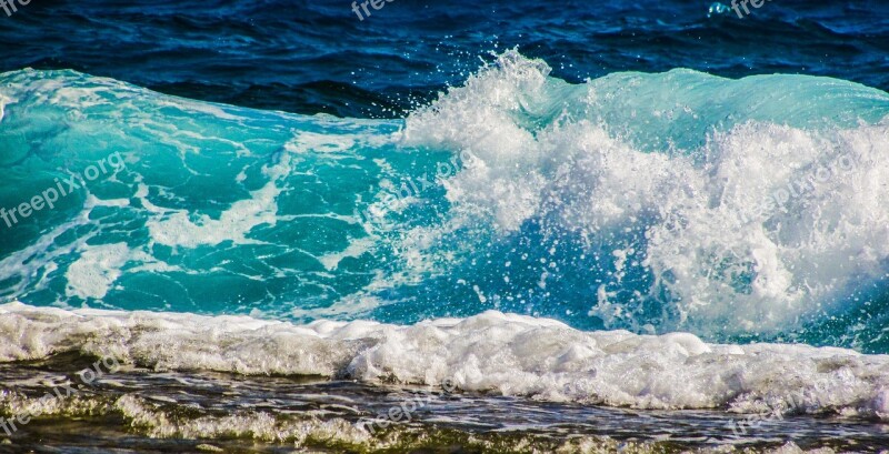 Wave Smashing Sea Beach Nature