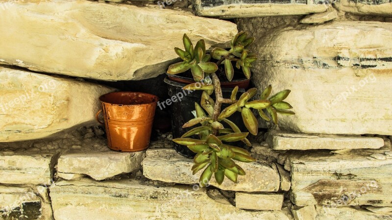 Flower Pot Wall Stone Decoration Village