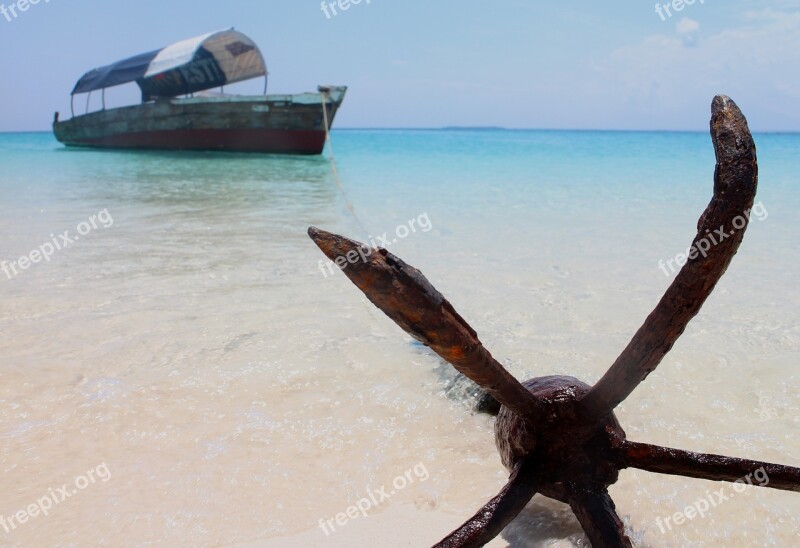 Anchor Boat Paradise Sea Water