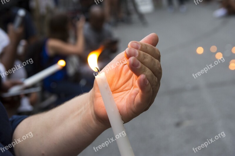 Hand Candle Light Flame Woman