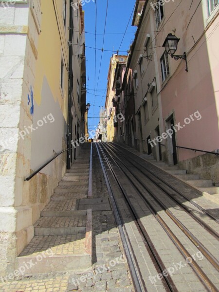 Funicular Lisbon Street Portugal Bridge