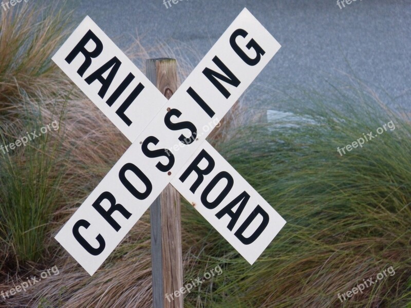 Railroad Crossing Sign Railway Crossing Native Florida Grass Tall Grass