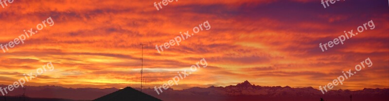 Sunset Sky Clouds Colors Red