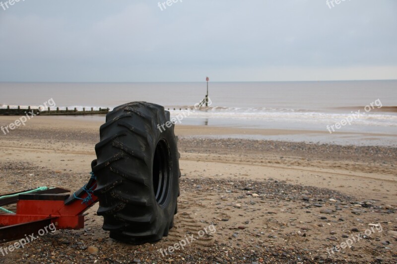 Tyre On Beach Seaside Beach Tyre Sea