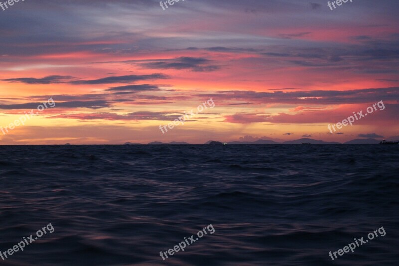 Sunset Sea Thailand Abendstimmung Sun