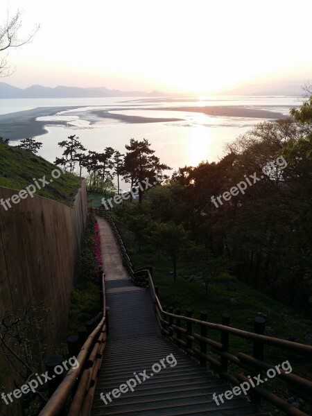 Da Cannon Emeishan Observatory In The Evening Stairs Korea Busan