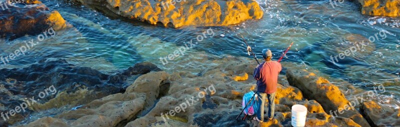 Fisherman Sunset Water Fishing Angler