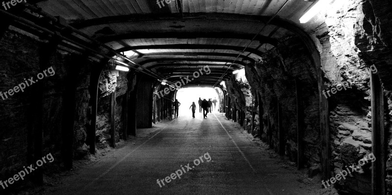 Tunnel People Silhouettes Walking Shadows