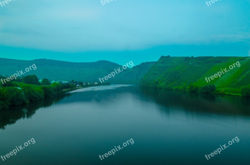 Mosel Minheim Piesport Blue Hour Evening