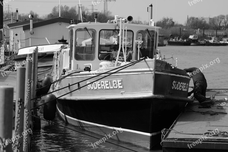 Port Hamburg Barge Repair Süderelbe