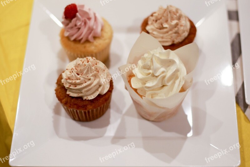 Cupcakes Decorated Icing Food Dessert