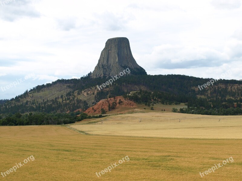 Devils Tower Wyoming Rock Mountain Landscape