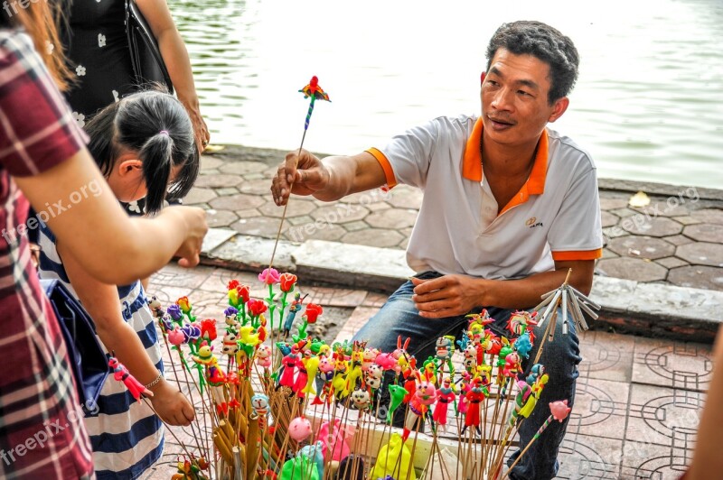 Hanoi Vietnamese Traditional Salesman Asia