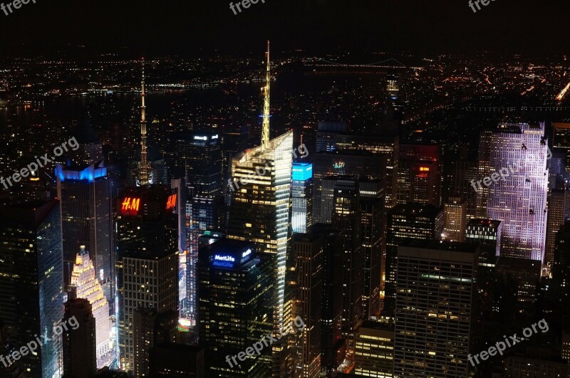 New York Night Photograph Color Lights Colorful