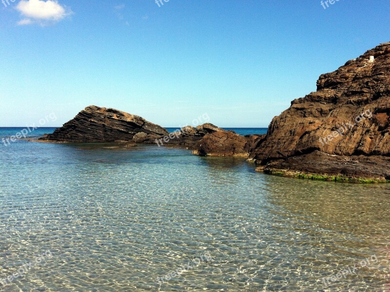 Menorca Mediterranean Coast Cliffs Rocks In The Sea