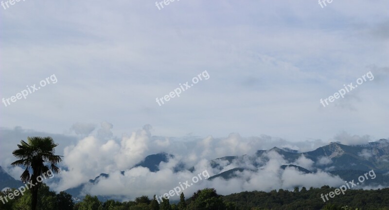 Mountains The Pyrenees Béarn France Clouds