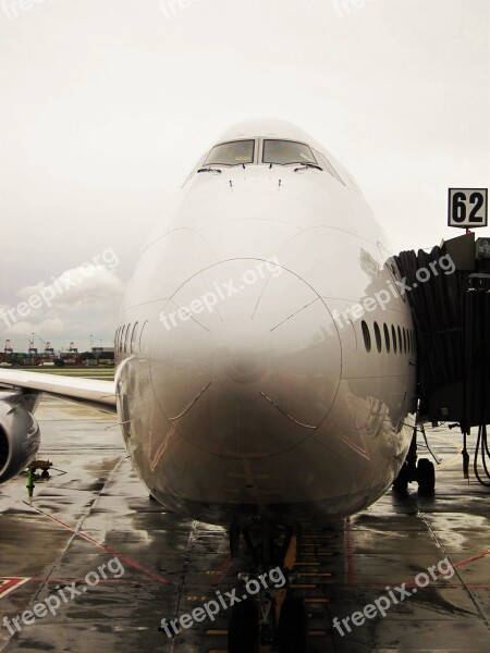 Jumbo Jet Docked Lufthansa 747-830 Lower Saxony Airport Aircraft