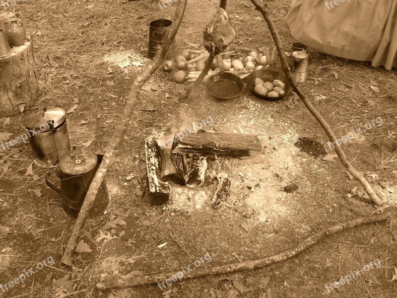 Camp Fire Civil War Sepia Free Photos