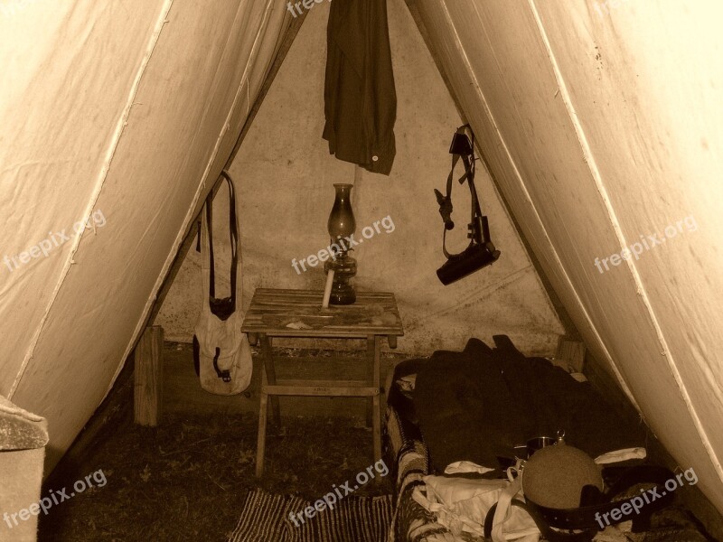 Civil War Tent Camp Lantern Sepia