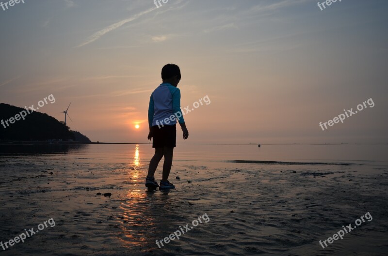 Glow Sunset Children Beach Tidal