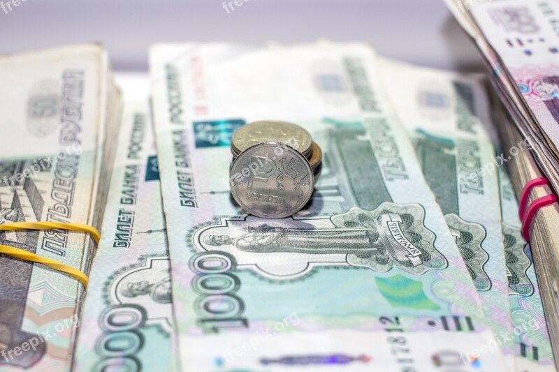 Ruble Money Bills Coins Russian