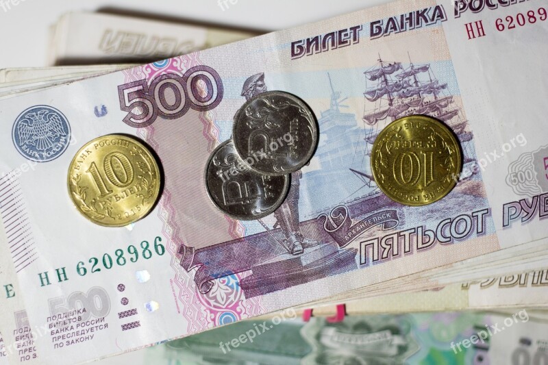 Ruble Money Bills Coins Russian