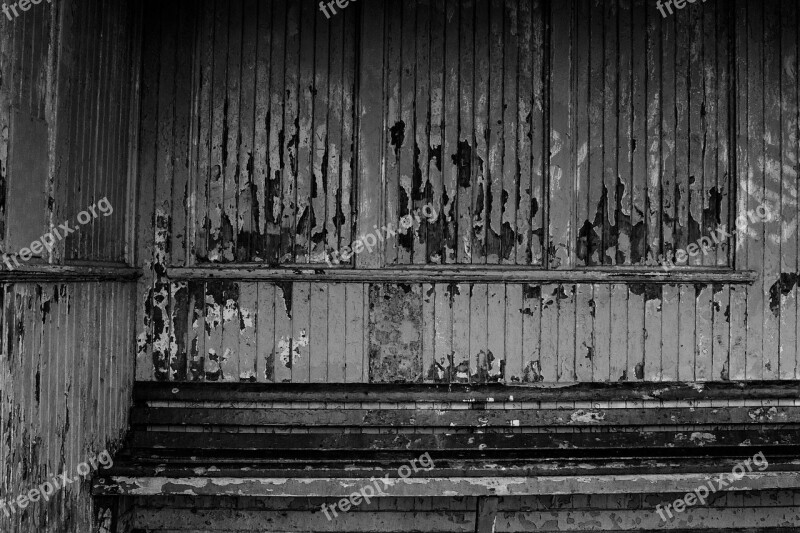 Rundown Bench Neglected Black And White B W