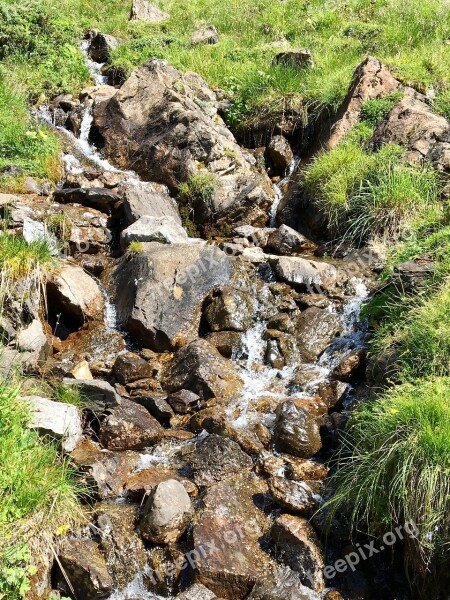 Mountain Stream Alpine Landscape Stones Nature