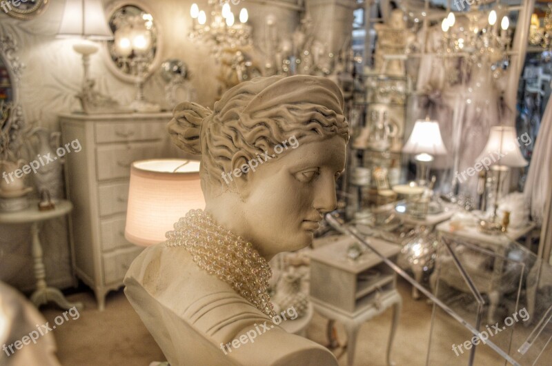 White Statue Bust Lamp Mirror