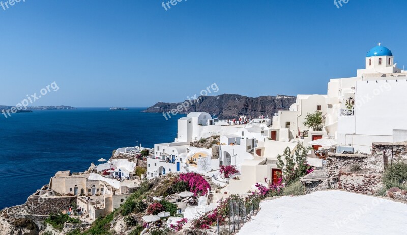 Santorini Oia Greece Water Mountains