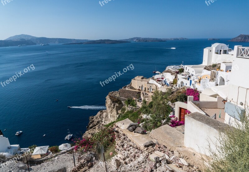 Santorini Oia Greece Water Mountains