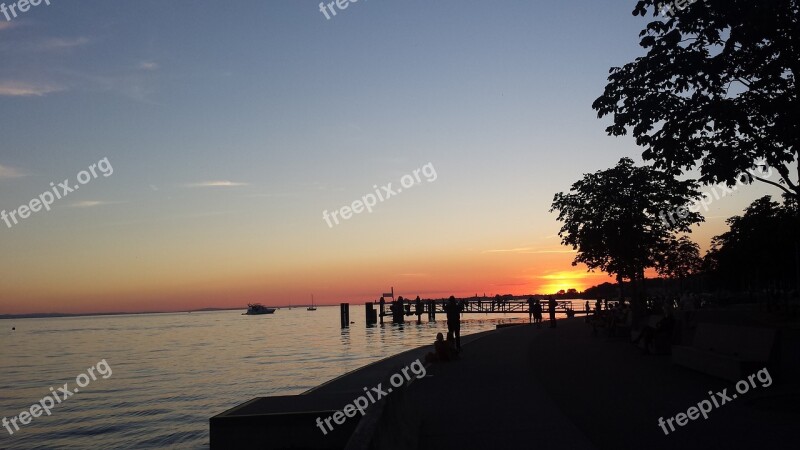 Bregenz Afterglow Lake Constance Austria Water