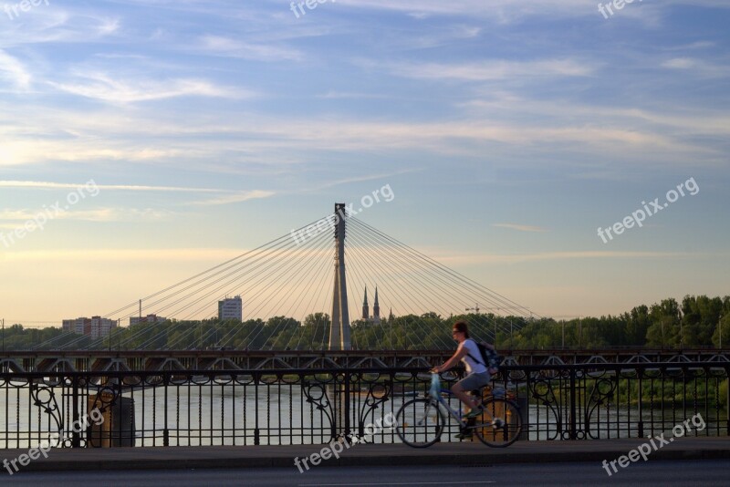 Warsaw Wisla Bridge Bike Cyclist