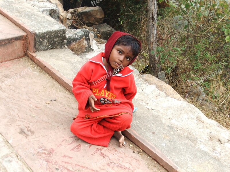 Kids Red India Passage Street