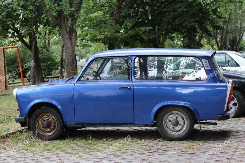 Blue Trabant Car Old Germany